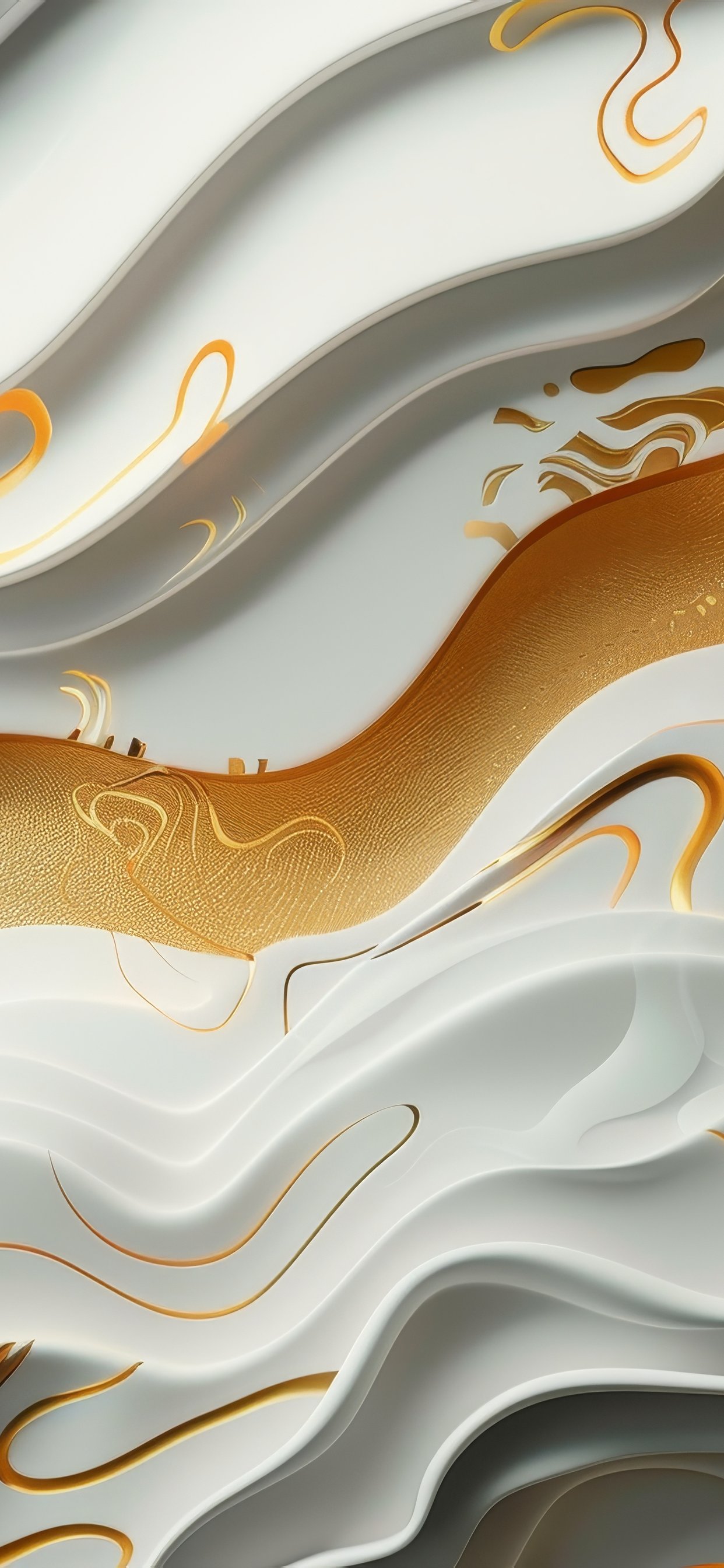 White waves with golden highlights - Wallpapers for iPhone 11 Pro Max in 1242x2688 resolution