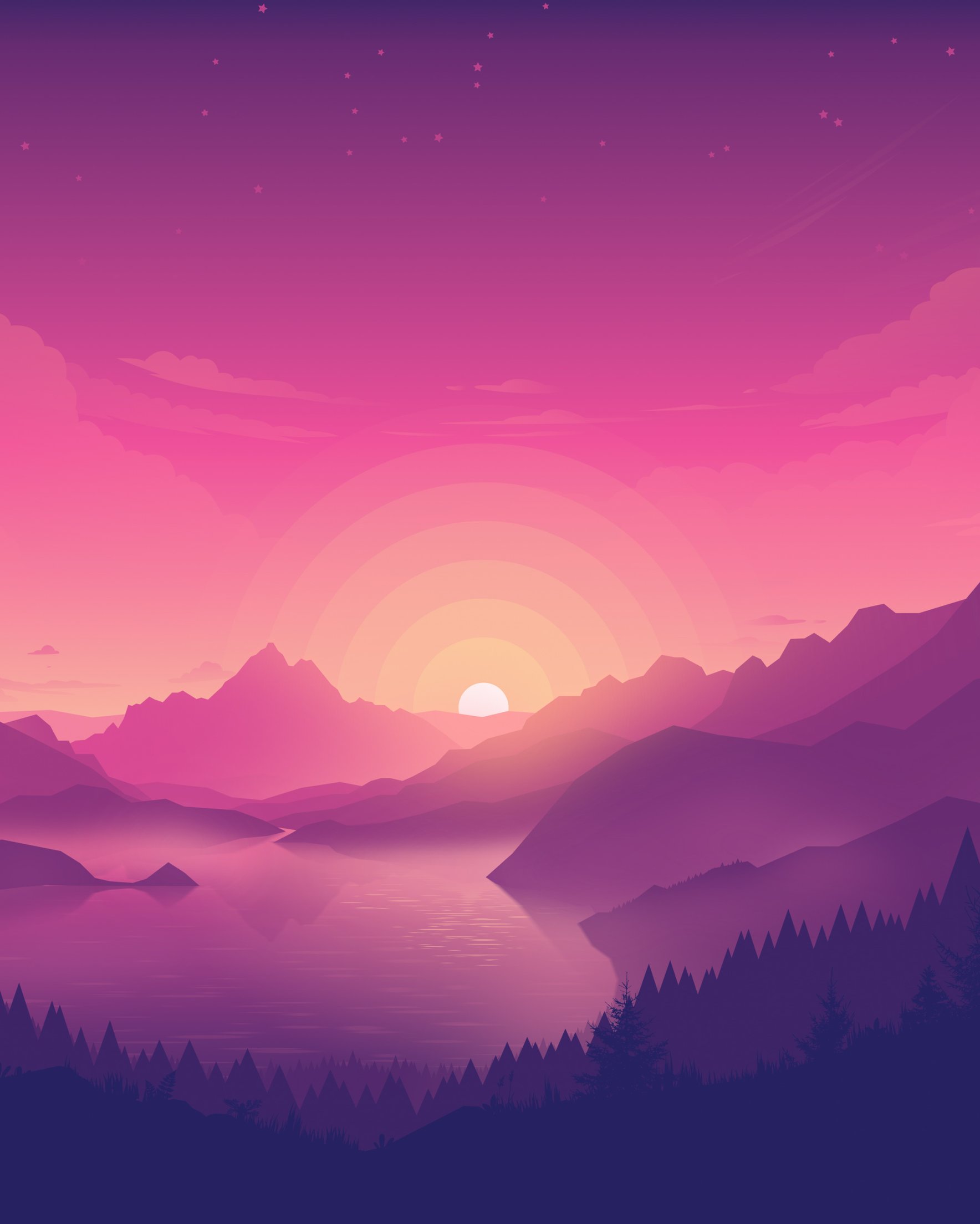 Sunset over mountain lake - Wallpapers for Samsung Galaxy Z Fold 2/3 in 1768x2208 resolution