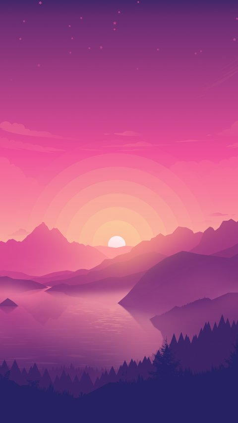 Sunset over mountain lake - Wallpapers for LG/ASUS in 480x854 resolution