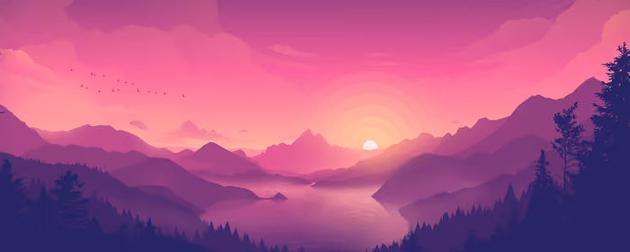 UltraWide 21:9 обои (3440x1440): закат, долина, озеро, горы