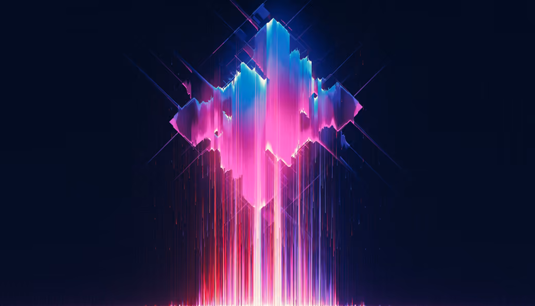 Glitch abstraction with neon lines — desktop and phone wallpaper, free download