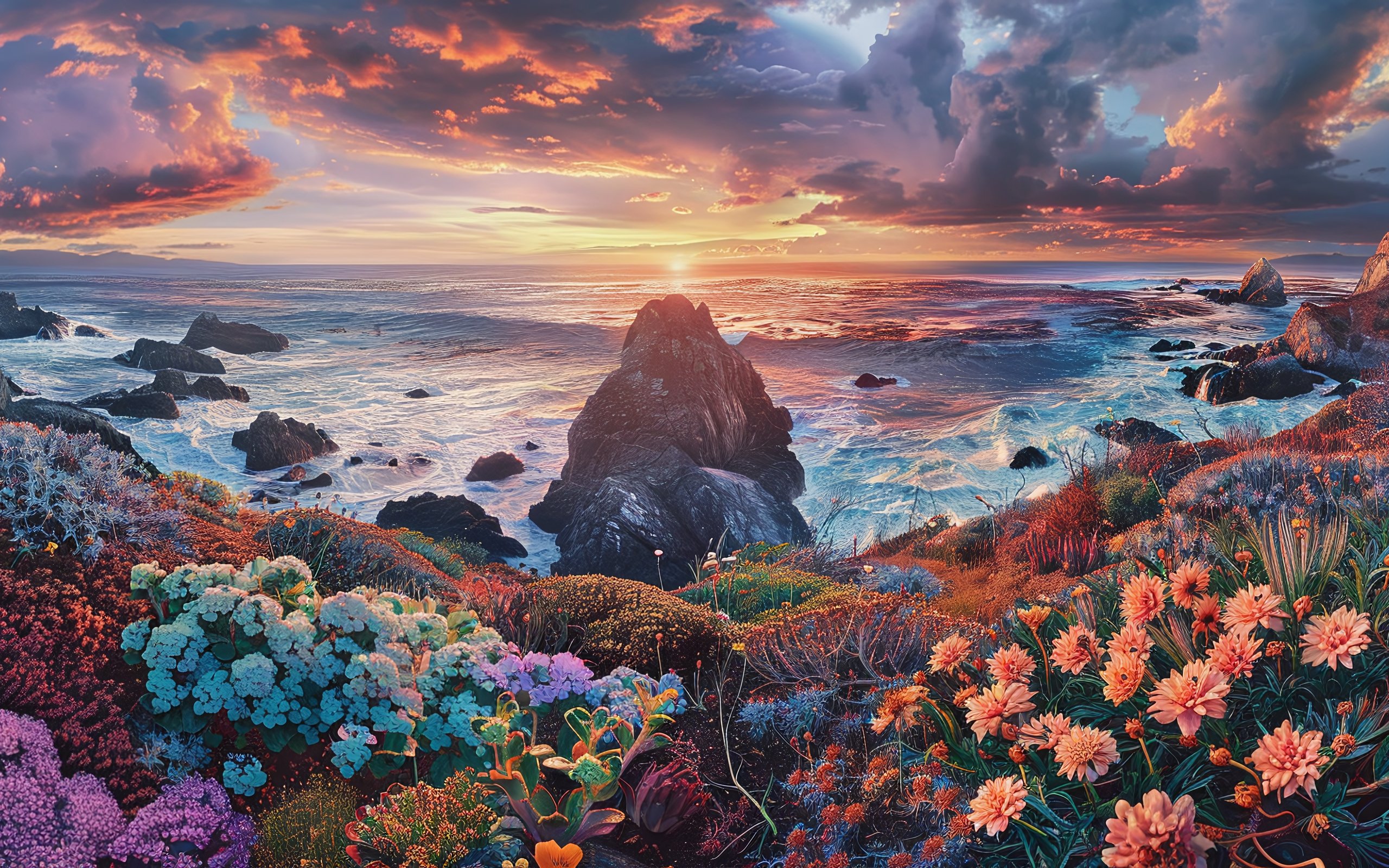Flowers by the sea - WQXGA and for Apple MacBook Air 13 wallpapers in 2560x1600 resolution