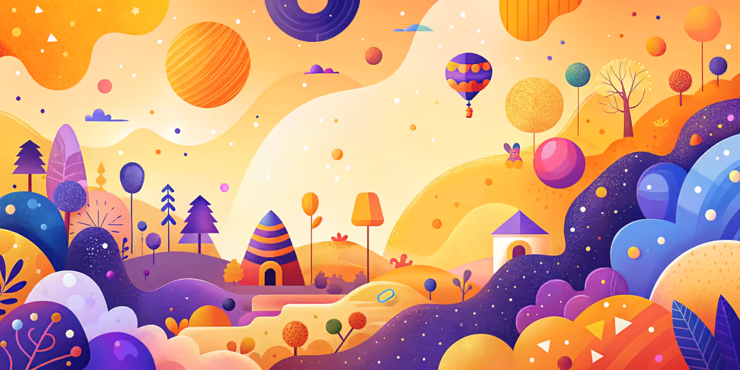 Surreal landscape with colorful trees — desktop and phone wallpaper, free download