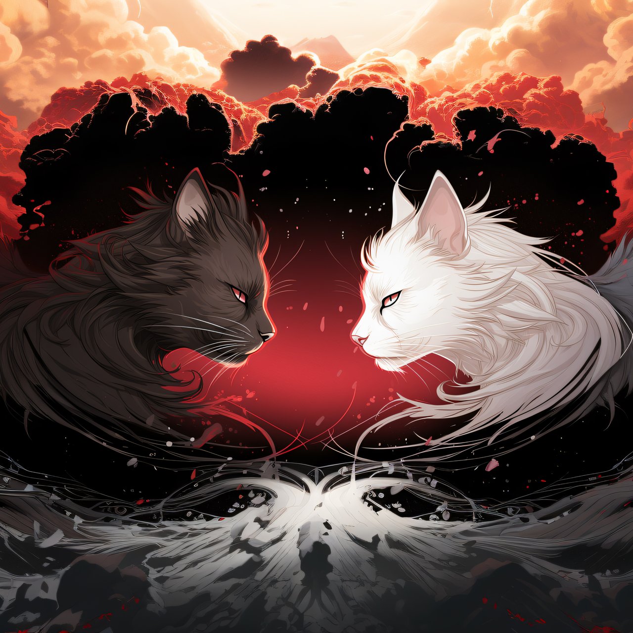 Black and white cats - Wallpapers for Lenovo, Huawei in 1280x1280 resolution