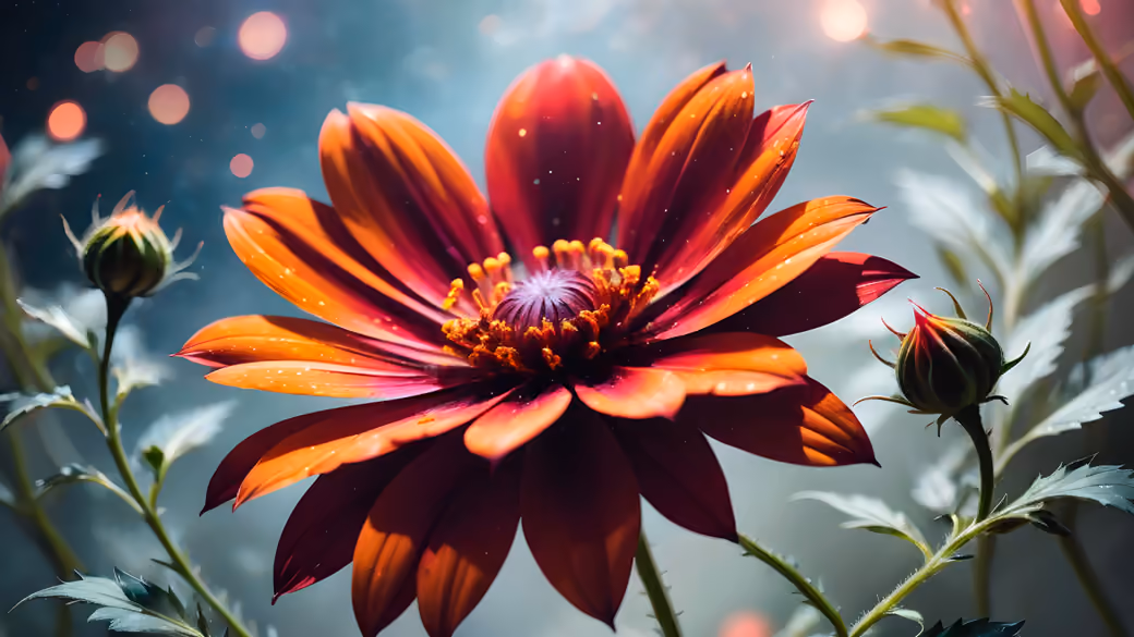Orange flower with orange thumbs — desktop and phone wallpaper, free download