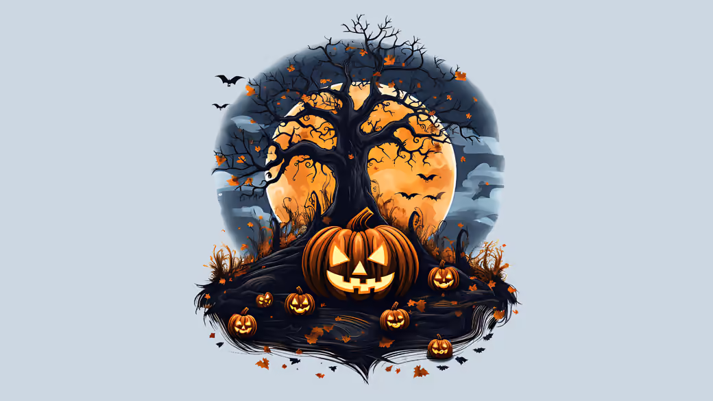 Halloween landscape with glowing pumpkins — Free Download Wallpapers in ...