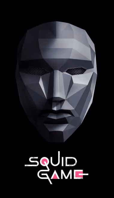 Обои фильмы: Игра в кальмара, маска, призрак, low poly