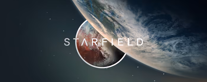 Обои исследование для двух мониторов (7680x2160): Starfield, планета, орбита, постер
