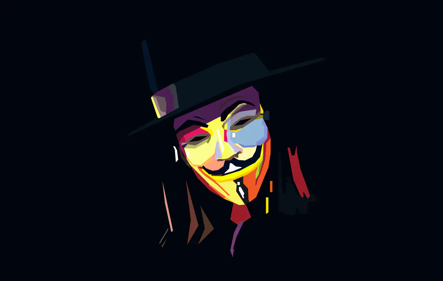 Anonymous figure with Guy Fawkes mask — desktop and phone wallpaper, free download