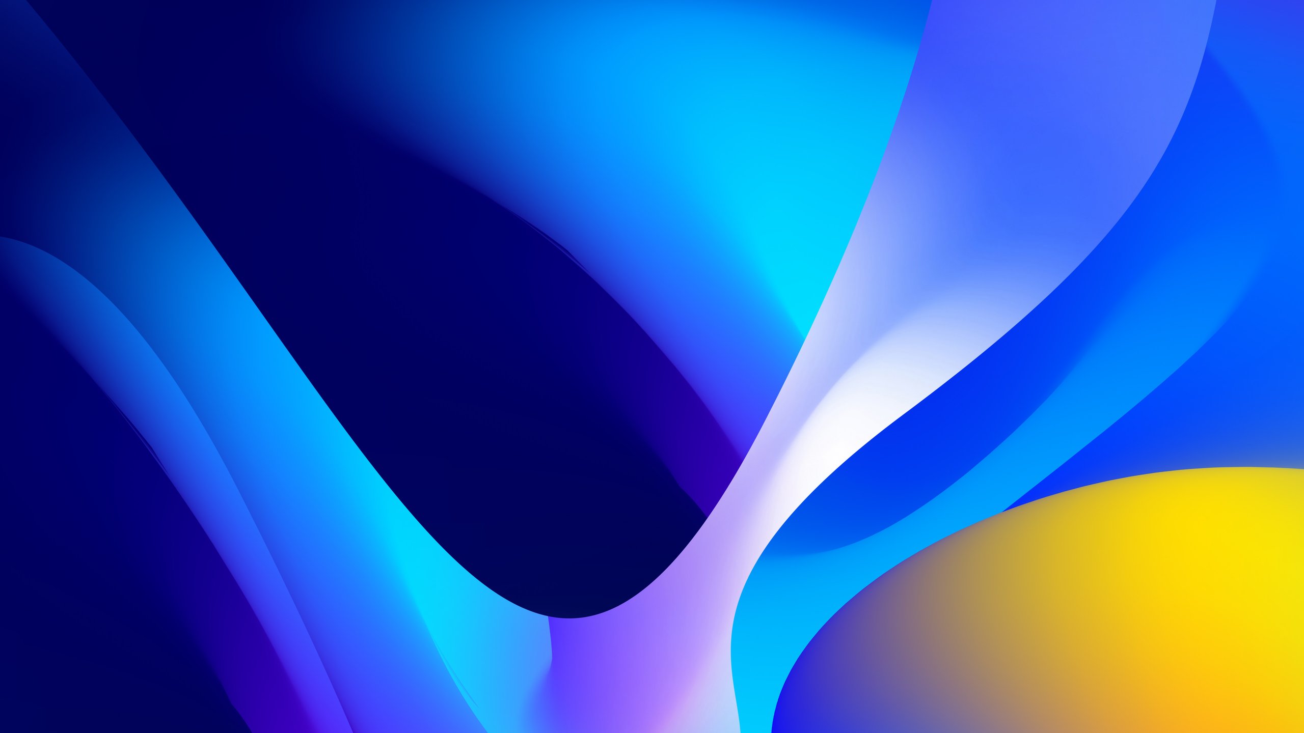 Blue and yellow abstract wave shapes - 2K Quad HD wallpapers in 2560x1440 resolution
