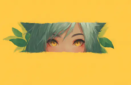 WSXGA+ wallpapers (1680x1050): girl, green hair, cat ears, yellow eyes