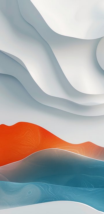 Abstract waves with orange sun - Wallpapers for Samsung in 360x740 resolution