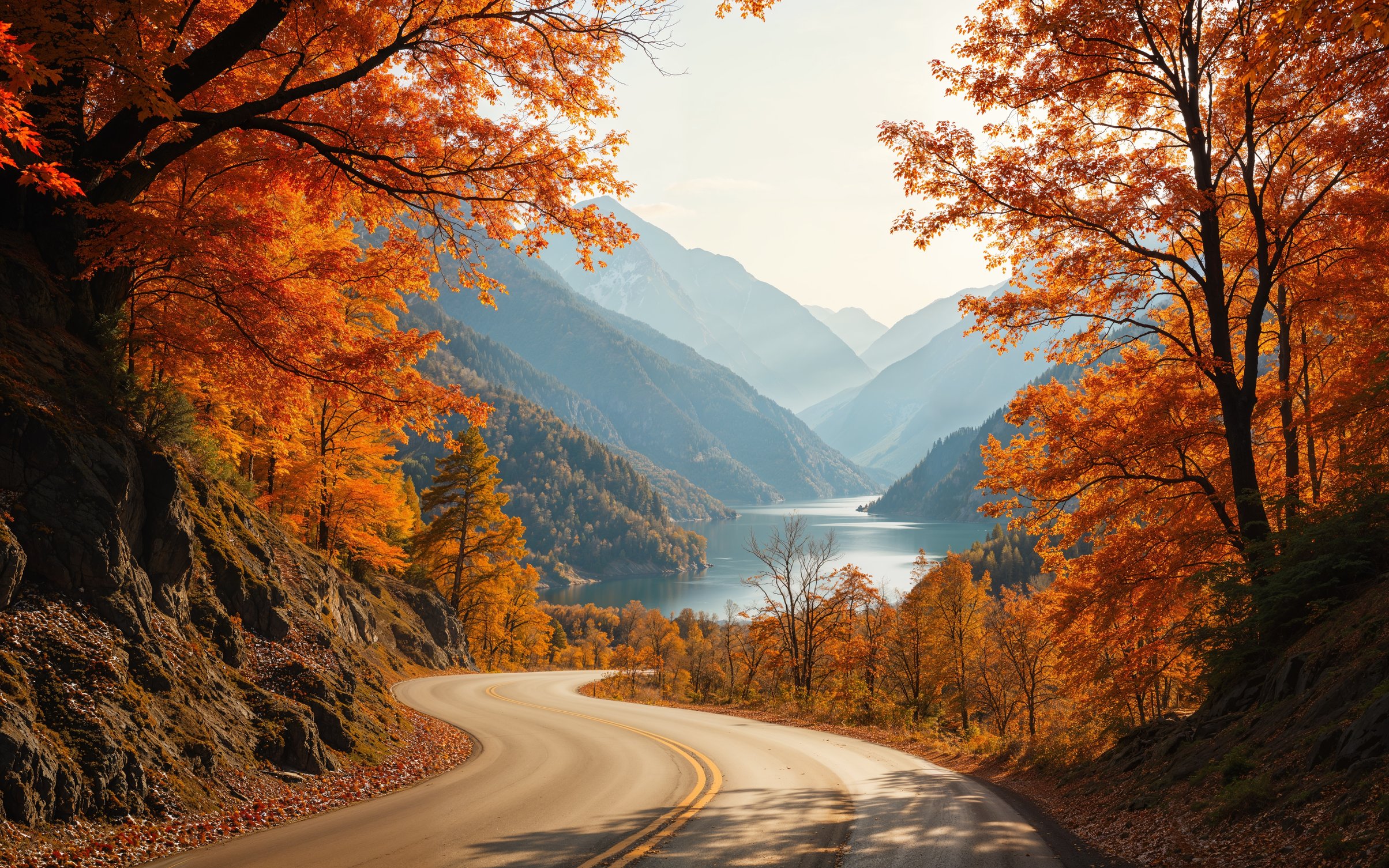 Autumn in a mountain valley - Wallpapers for MacBook Neo in 2408x1506 resolution