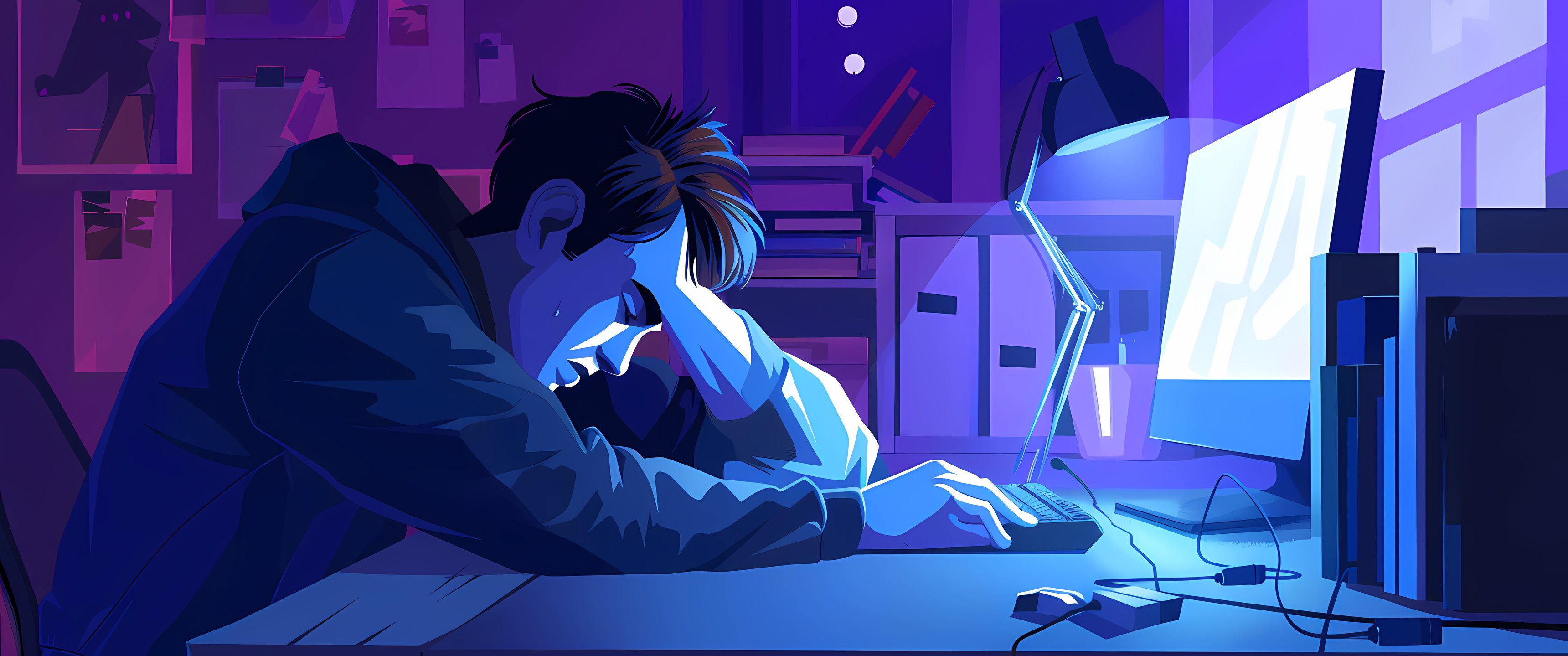 Developer Fell Asleep At His Workspace UltraWide 21 9 Wallpapers developer-fell-asleep-at-his-workspace-ultrawide-21-9-wallpapers