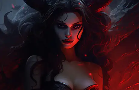 Wallpapers for Apple iPad 1 (1024x1024): demon, woman, horns, makeup
