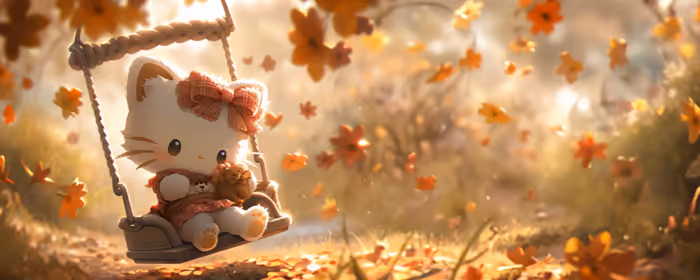 UltraWide 21:9 wallpapers (2560x1080): Hello Kitty, autumn, flowers, leaves