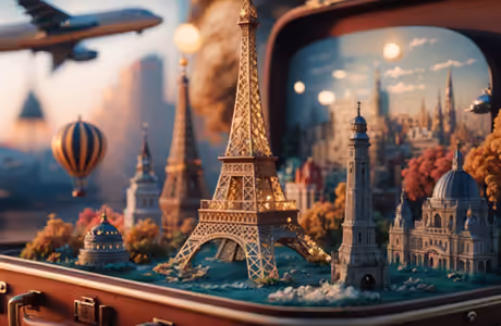 UXGA Suitcase wallpapers (1600x1200): Eiffel Tower, suitcase, architecture, landmark