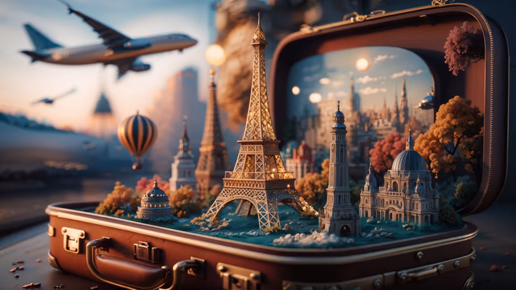 Miniaturization: Eiffel Tower in a suitcase - XVGA wallpapers in 1024x768 resolution