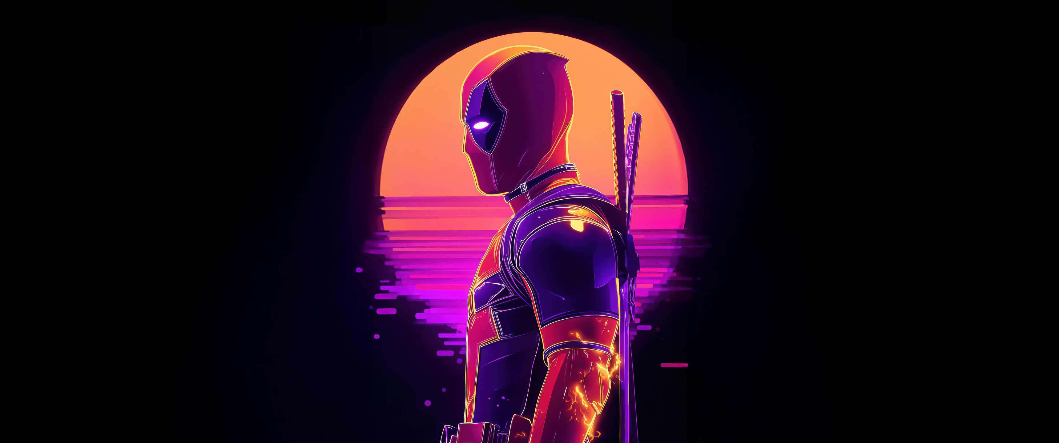 Deadpool in retro style - UltraWide 21:9 wallpapers in 3440x1440 resolution