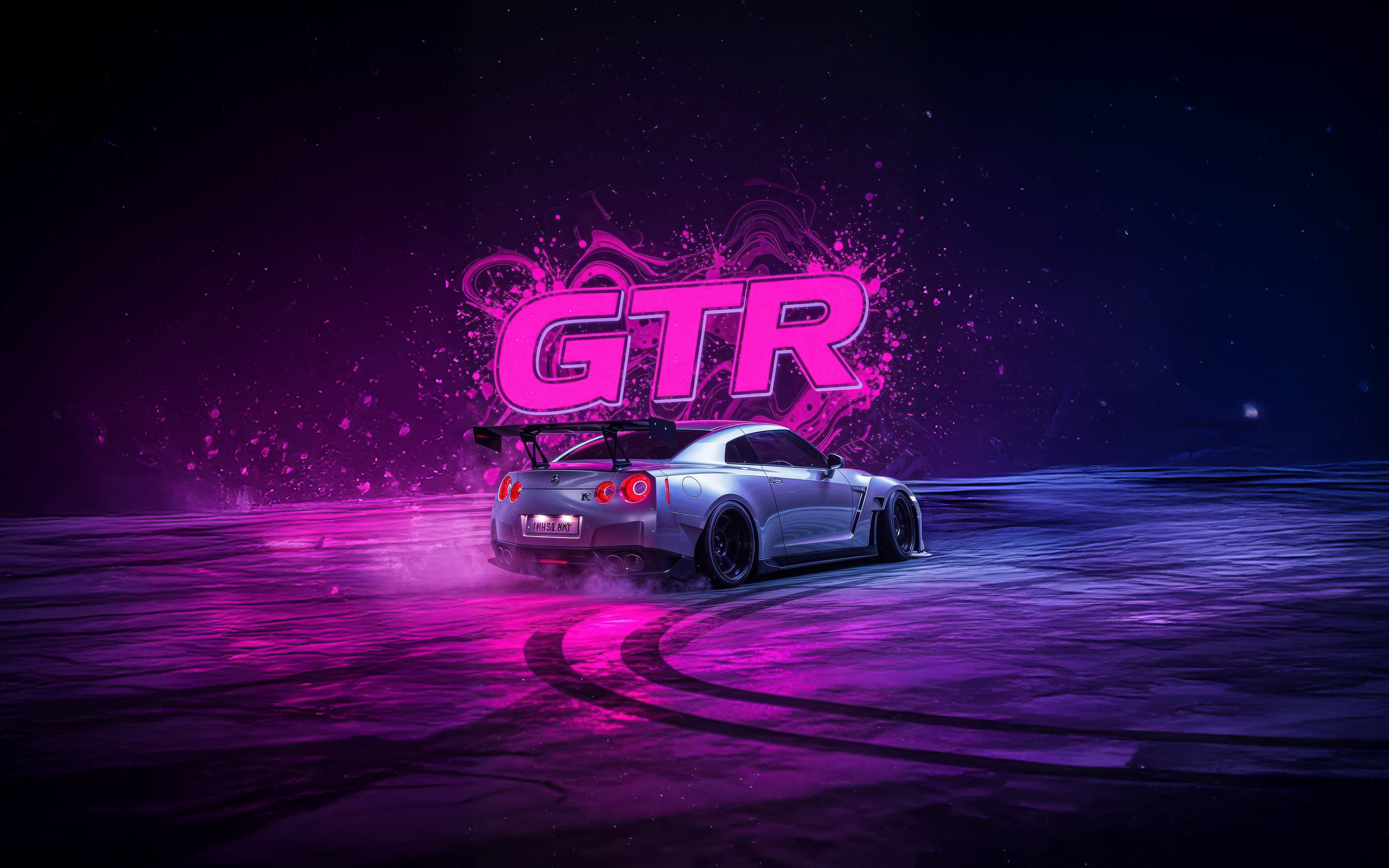 Nissan GTR in drift - Wallpapers for Apple MacBook 15″ in 2880x1800 resolution