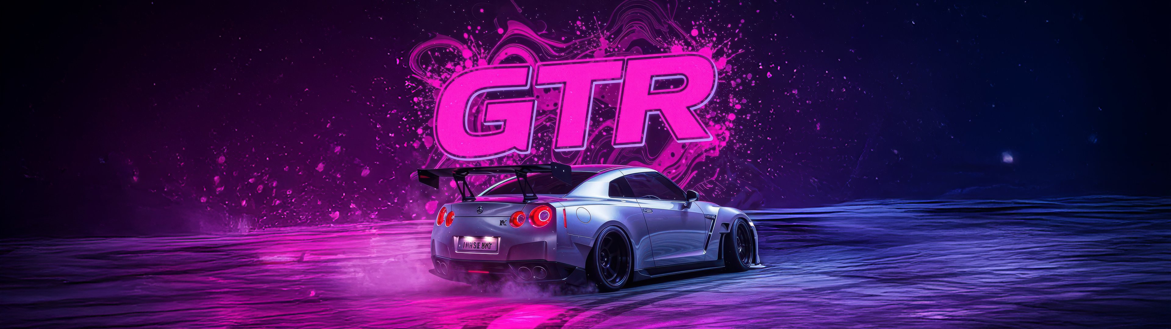 Nissan GTR в дрифте - UltraWide 32:9 обои в разрешении 3840x1080
