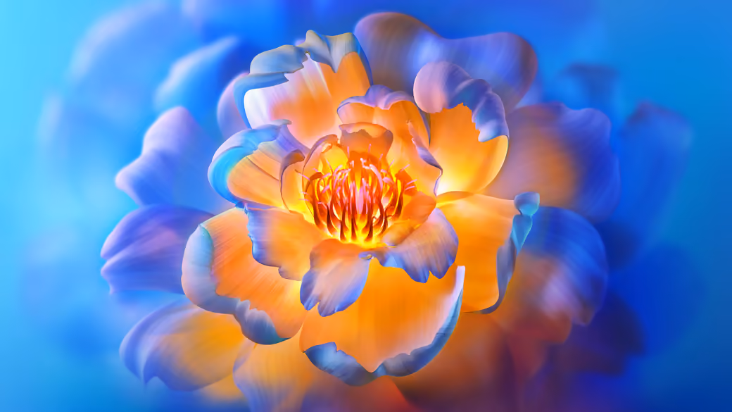 Glowing blue flower — desktop and phone wallpaper, free download