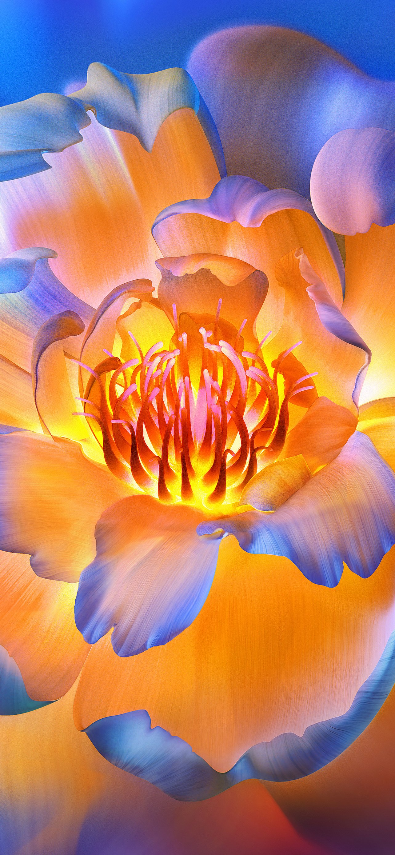 Glowing blue flower - Wallpapers for iPhone 13 Pro Max/12 Pro Max/14 Plus in 1284x2778 resolution