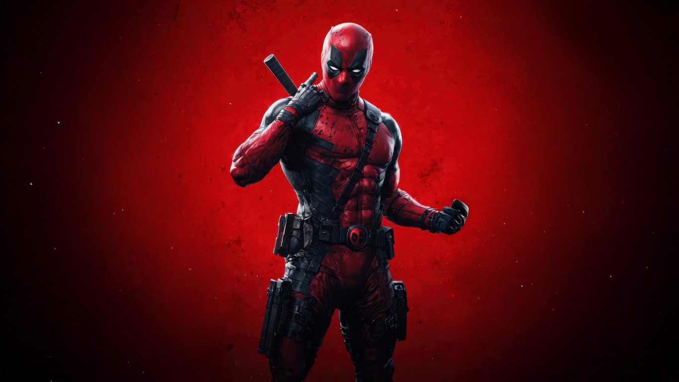 Marvel Deadpool в костюме - Обои для ноутбука WXGA в разрешении 1366x768