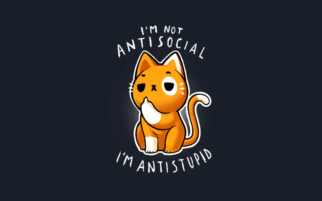 Мультяшный кот Im not antisocial — обои на рабочий стол и телефон
