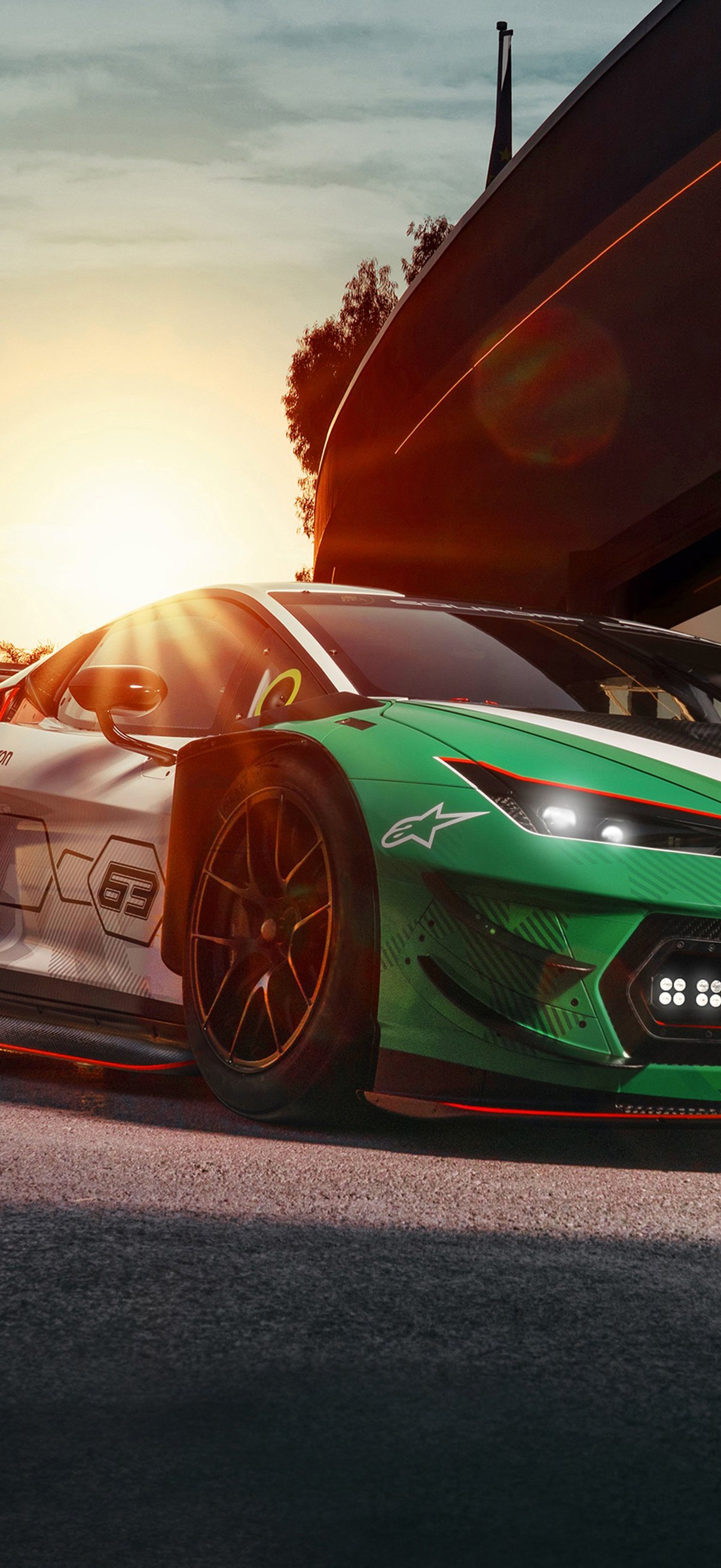 Lamborghini Temerario GT3 front view - Wallpapers for iPhone 17 Pro/17/16 Pro in 1206x2622 resolution