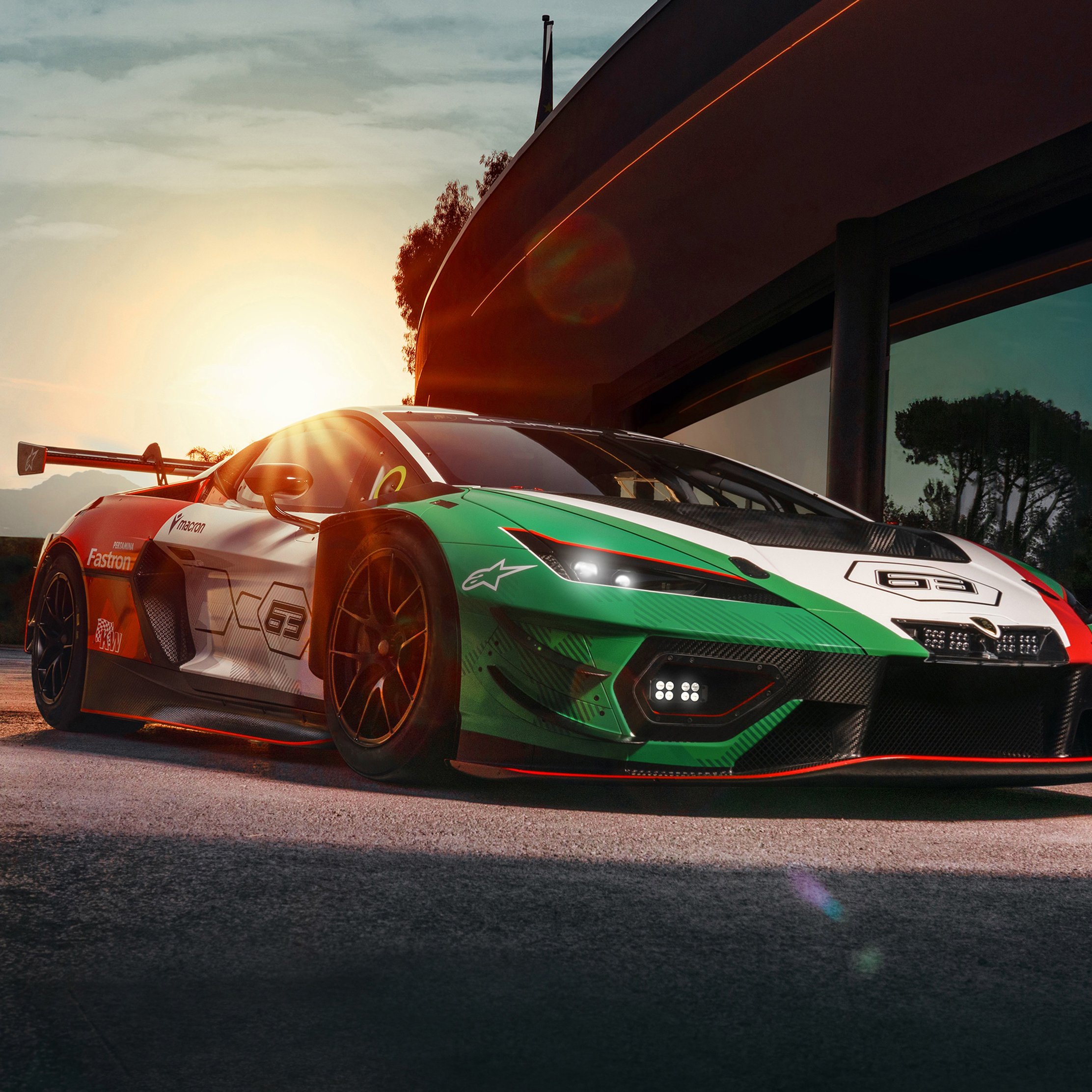 Lamborghini Temerario GT3 front view - Wallpapers for iPad Pro 10.5″ in 2224x2224 resolution