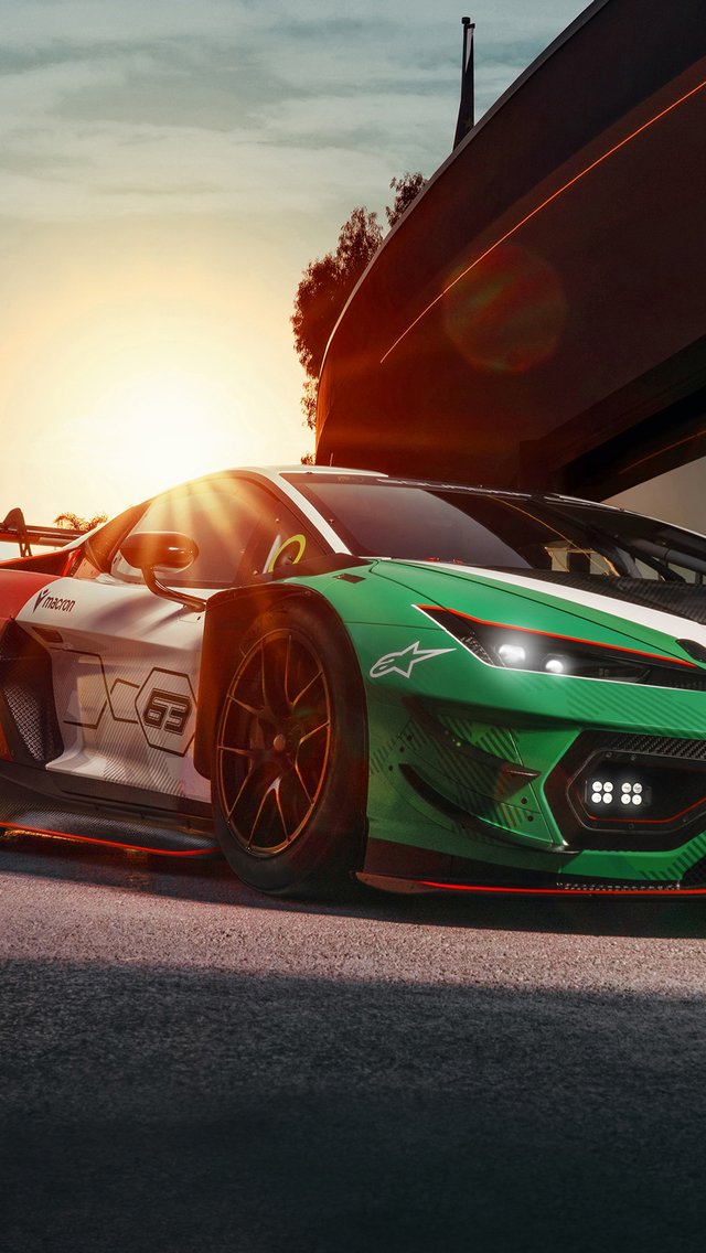 Lamborghini Temerario GT3  вид спереди - Обои для iPhone 5/5S/5C/SE в разрешении 640x1136
