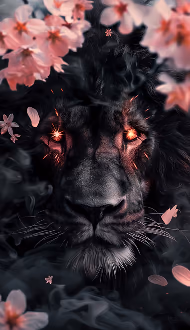 Lion Wallpapers for LG/ASUS (480x854): lion, cherry blossoms, sakura, flowers