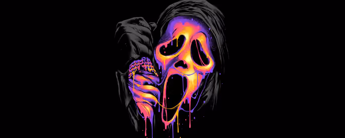 Dual Monitor Wallpapers (7680x2160): mask, neon, drops, hand