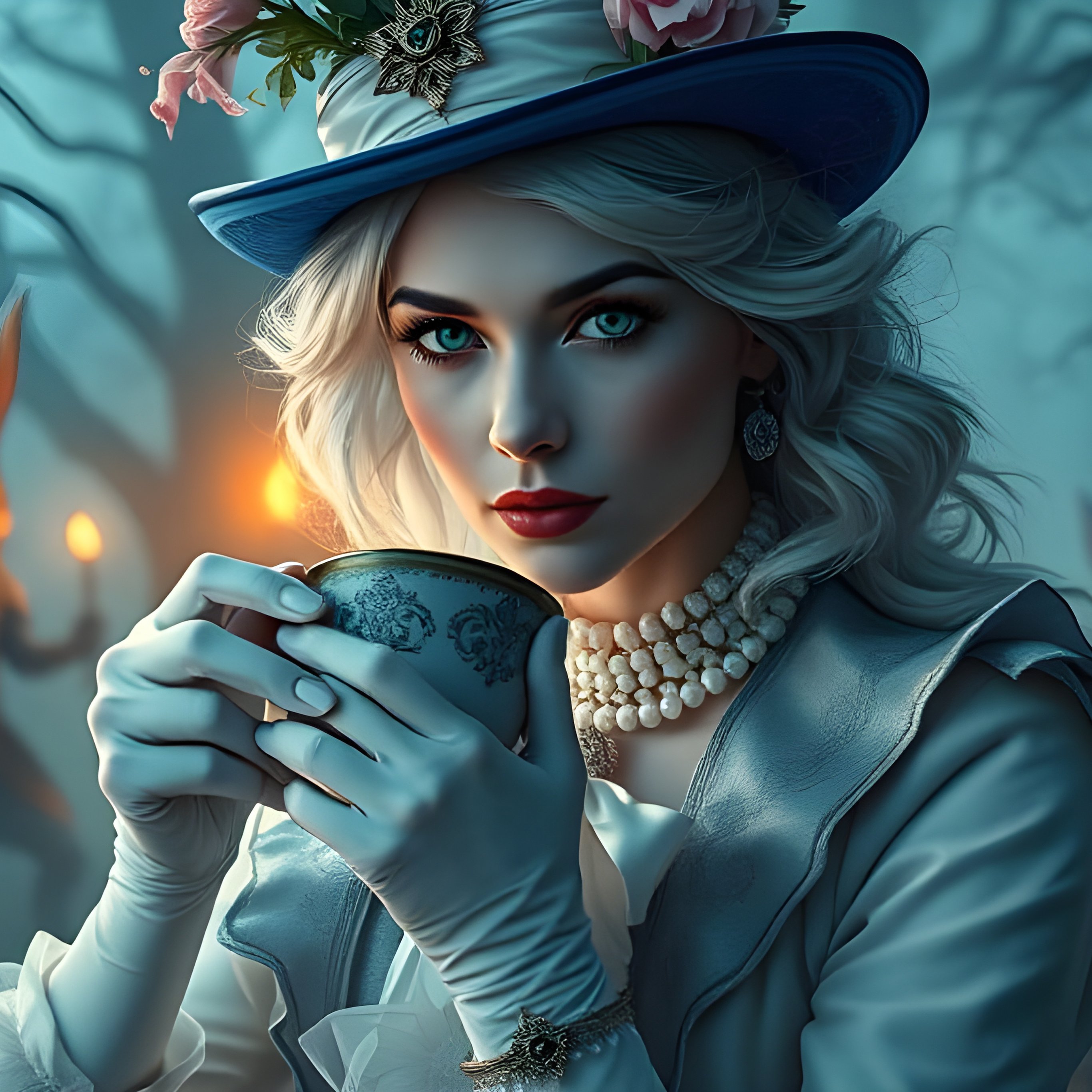 Alice drinking tea in Wonderland - Wallpapers for iPad Pro 12.9″ in 2732x2732 resolution