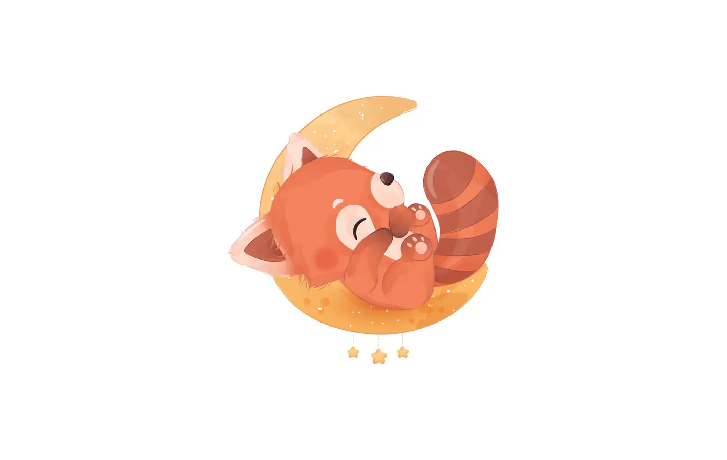 Cute Red Fox Sleeping On Crescent Moon — desktop and phone wallpaper, free download
