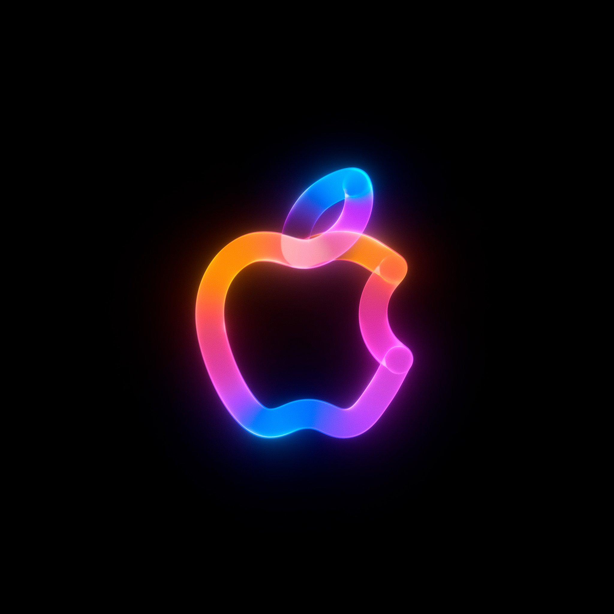 Bright Neon Apple Inc logo - Wallpapers for iPad Retina in 2048x2048 resolution