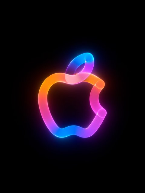 Bright Neon Apple Inc logo - Wallpapers for HTC/BlackBerry in 480x640 resolution