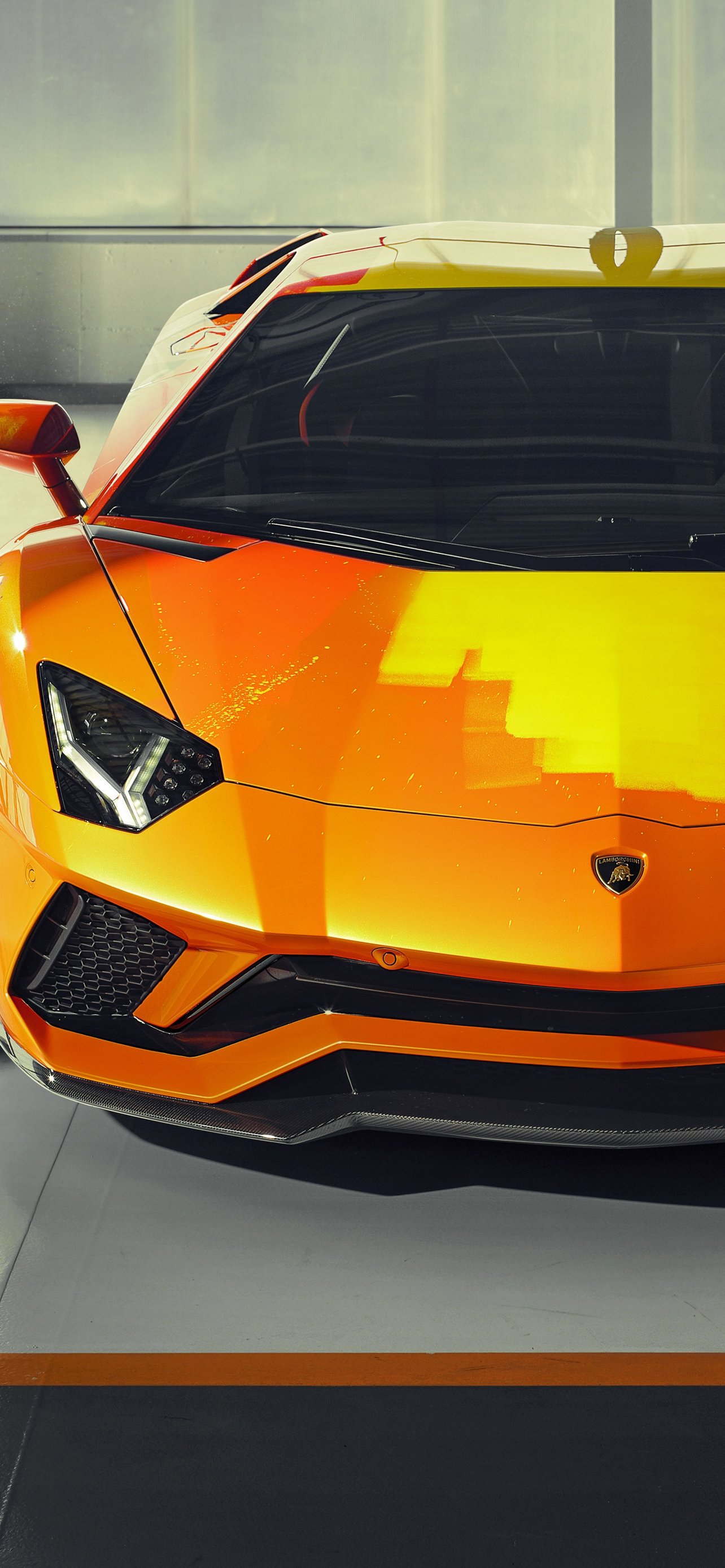 Orange Lamborghini Aventador S - Wallpapers for iPhone 13 Pro Max/12 Pro Max/14 Plus in 1284x2778 resolution