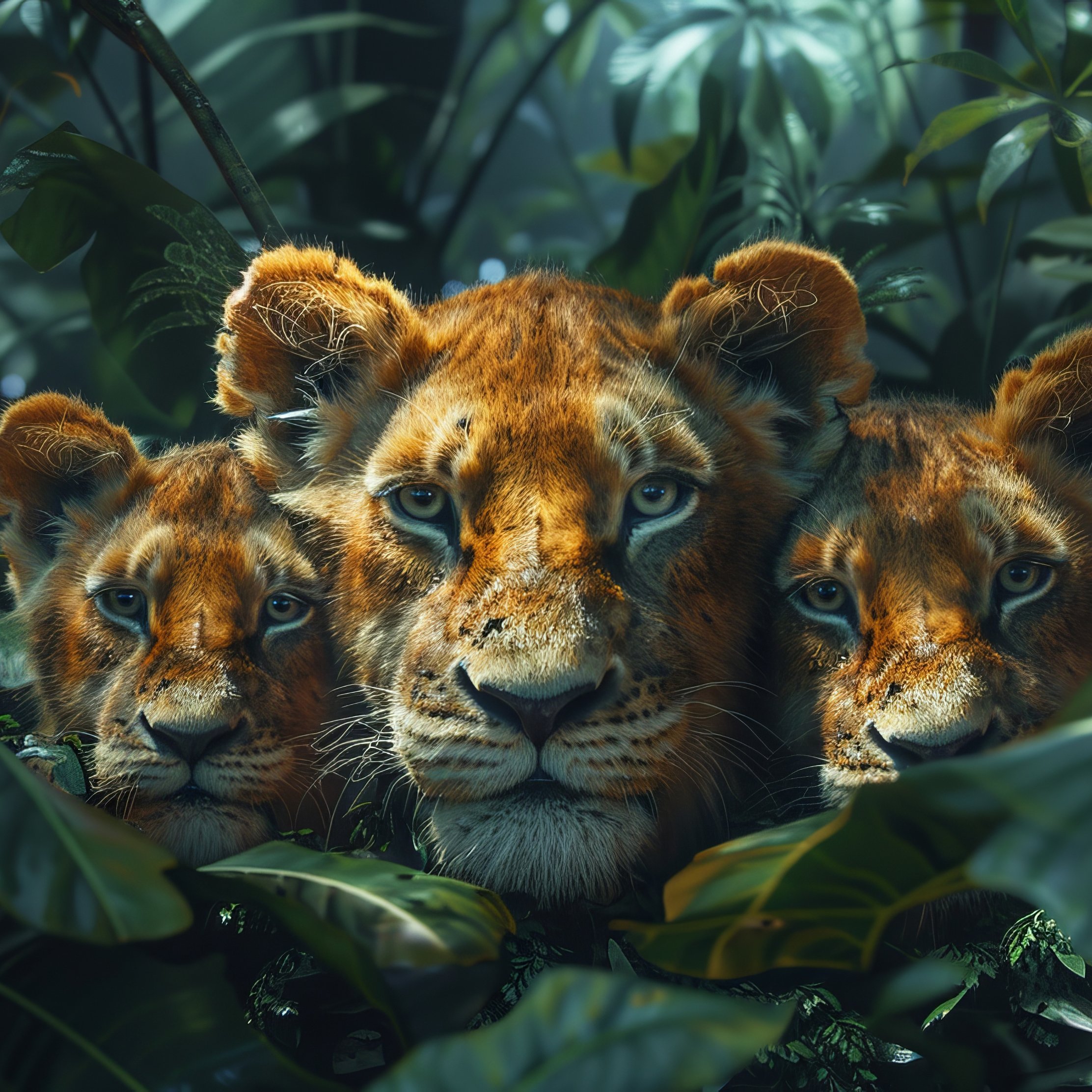 Lion cubs in the green jungle - Wallpapers for iPad Pro 10.5″ in 2224x2224 resolution