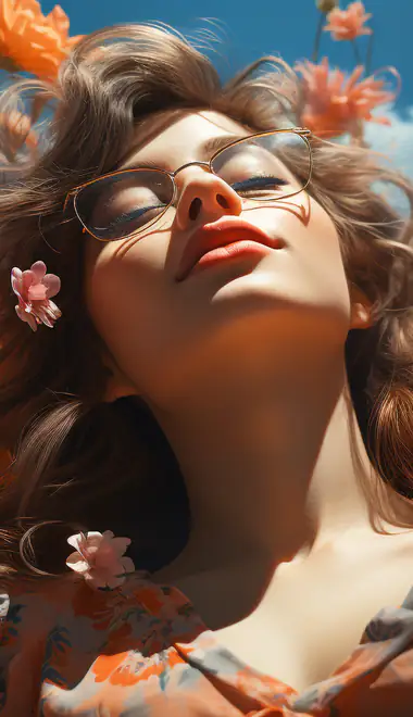 People wallpapers: woman, flowers, glasses, field