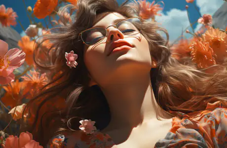 People wallpapers: woman, flowers, glasses, field