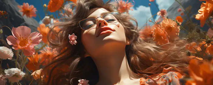 People wallpapers: woman, flowers, glasses, field
