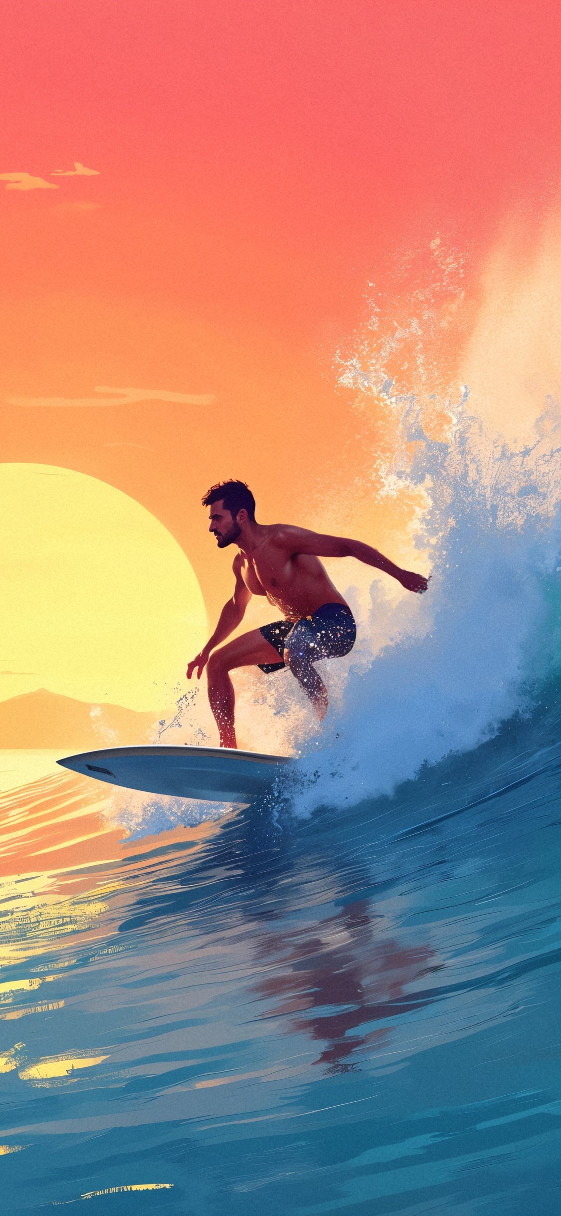 Man surfing on a wave - Wallpapers for iPhone X/XS/11 Pro in 1125x2436 resolution
