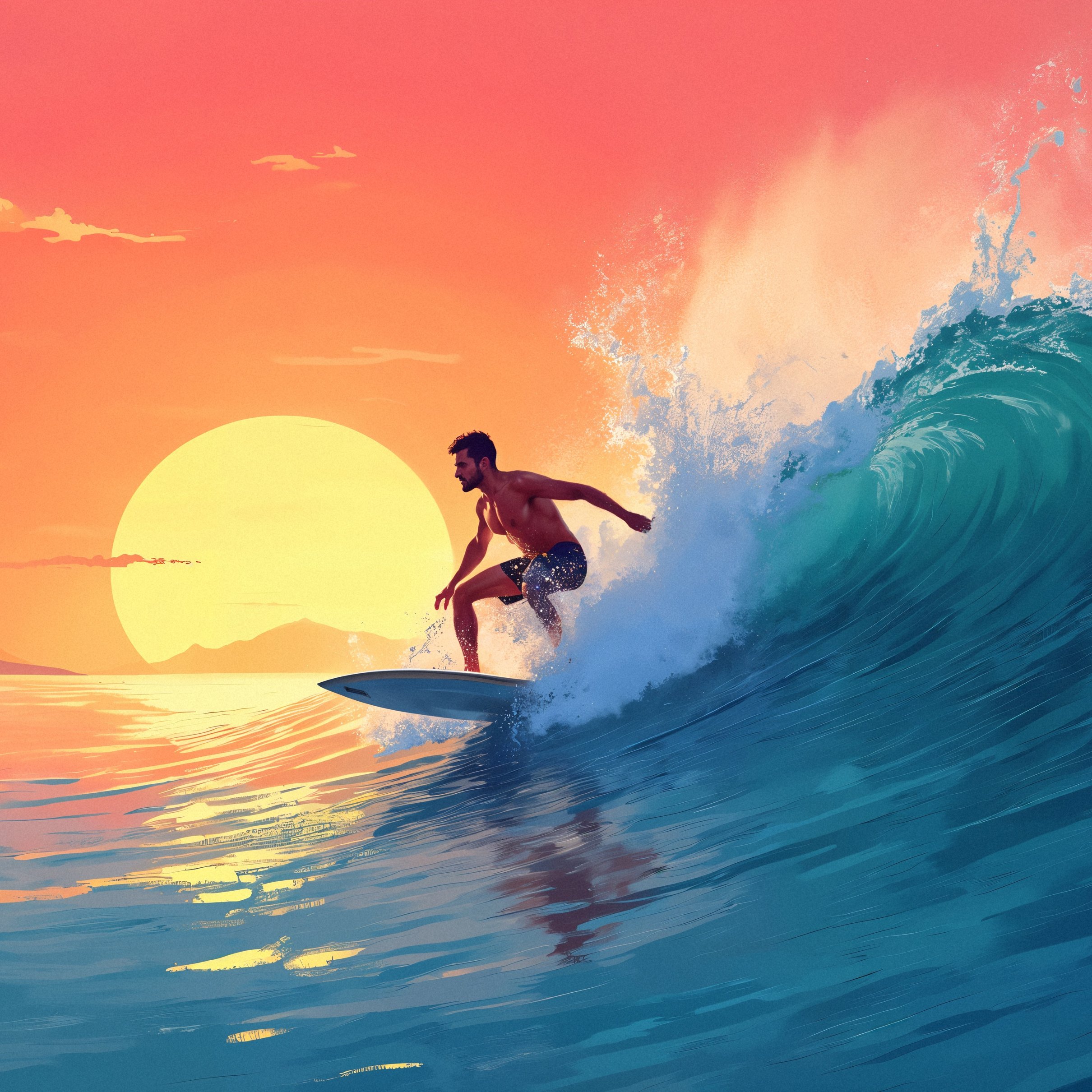 Man surfing on a wave - Wallpapers for iPad Pro 11″ 2024 in 2420x2420 resolution