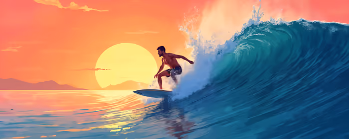 UltraWide 32:9 Balance wallpapers (3840x1080): surfing, waves, surfer, sunset