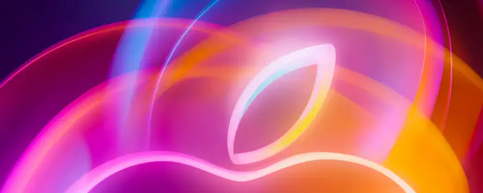 UltraWide 32:9 обои (5120x1440): Apple Inc, логотип, событие, неон