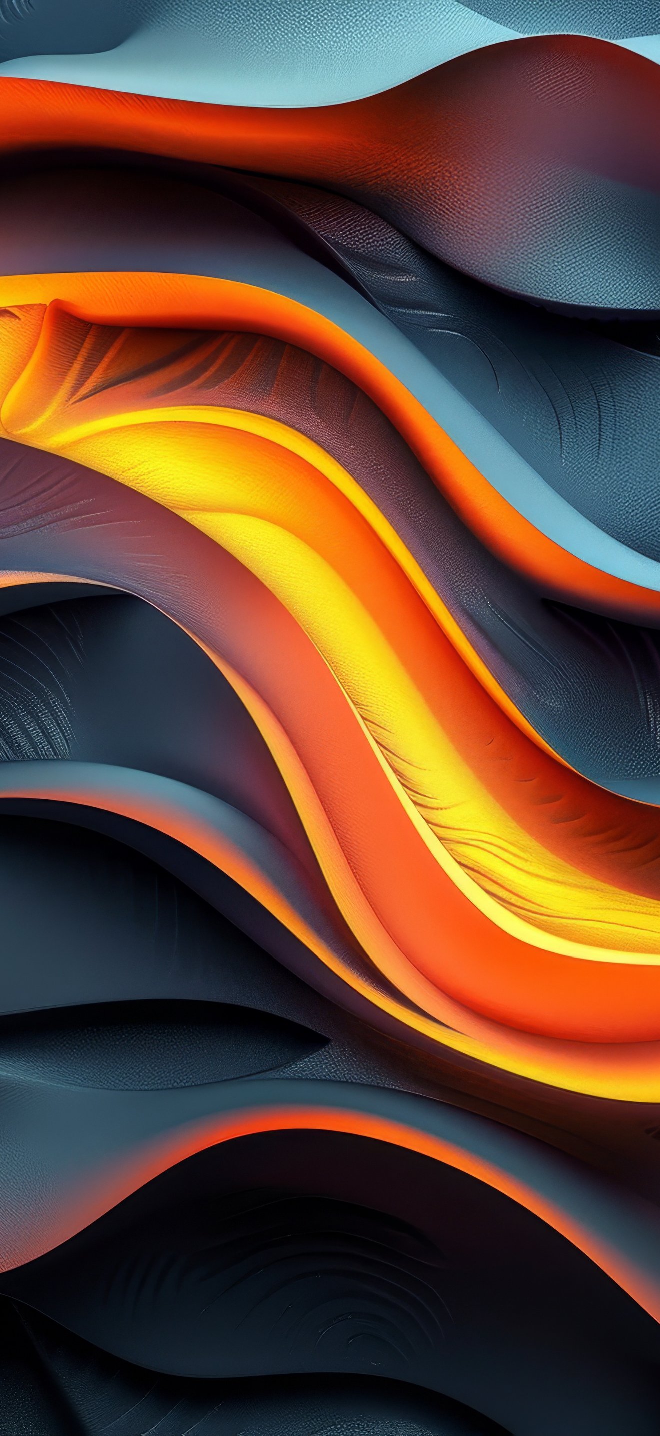 Flowing orange and black waves - Wallpapers for iPhone 17 Pro Max/16 Pro Max in 1320x2868 resolution