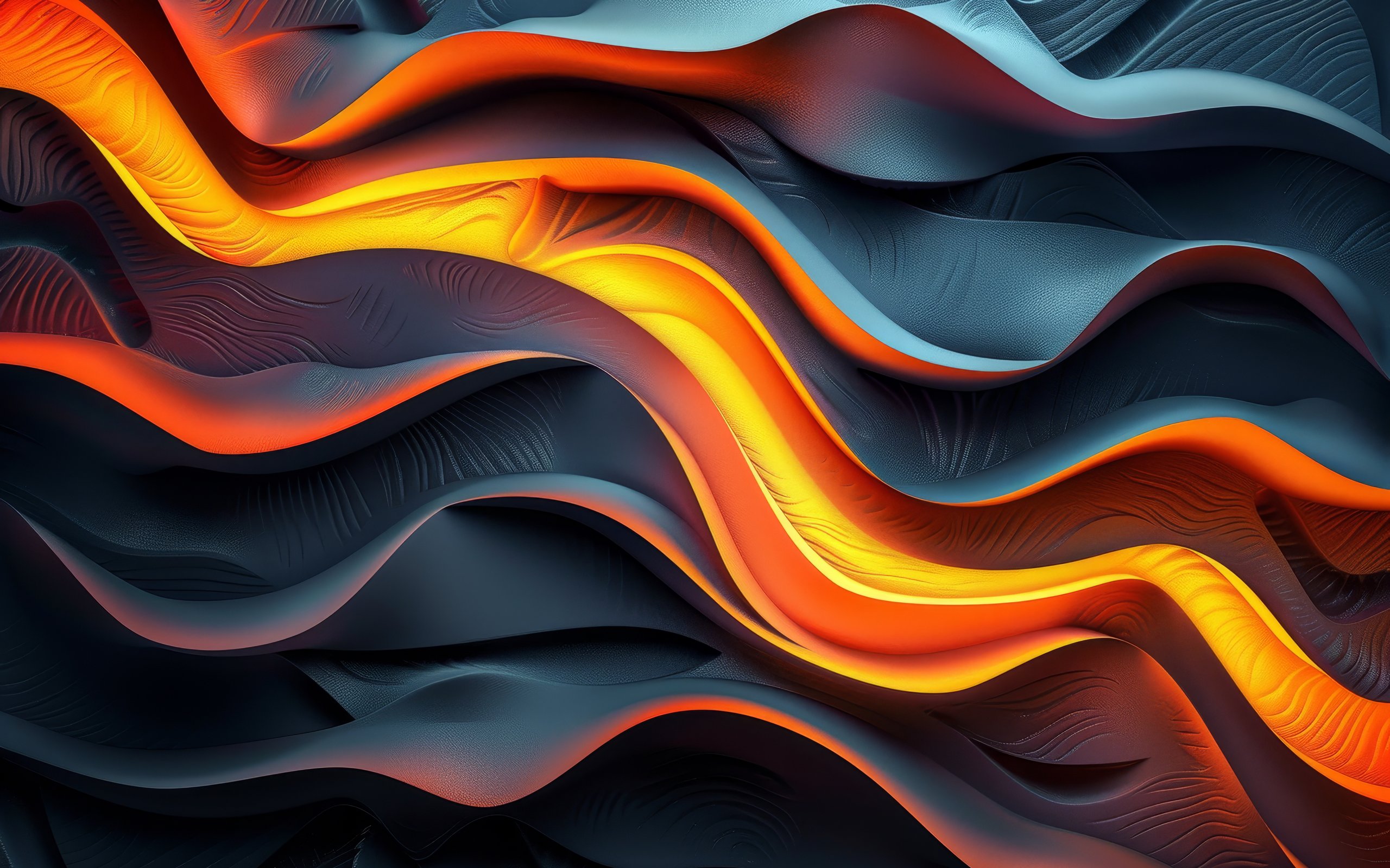 Flowing orange and black waves - WQXGA and for Apple MacBook Air 13 wallpapers in 2560x1600 resolution