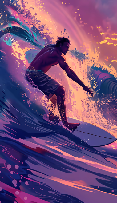 Surfboard Wallpapers for Samsung Galaxy Z Flip6, Motorola Razr 2025 (1080x2640): surfing, waves, ocean, sunset